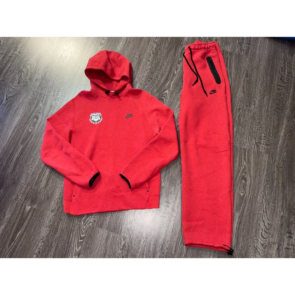 Men M Nike UGA Georgia Bulldogs Dawgs Team Issue PE Tech Fleece Set Hoodie Pants